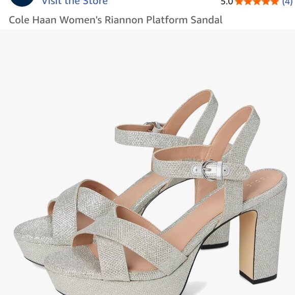 Cole Haan Women's Riannon Platform Sandal silver glitter mesh - Picture 11 of 14